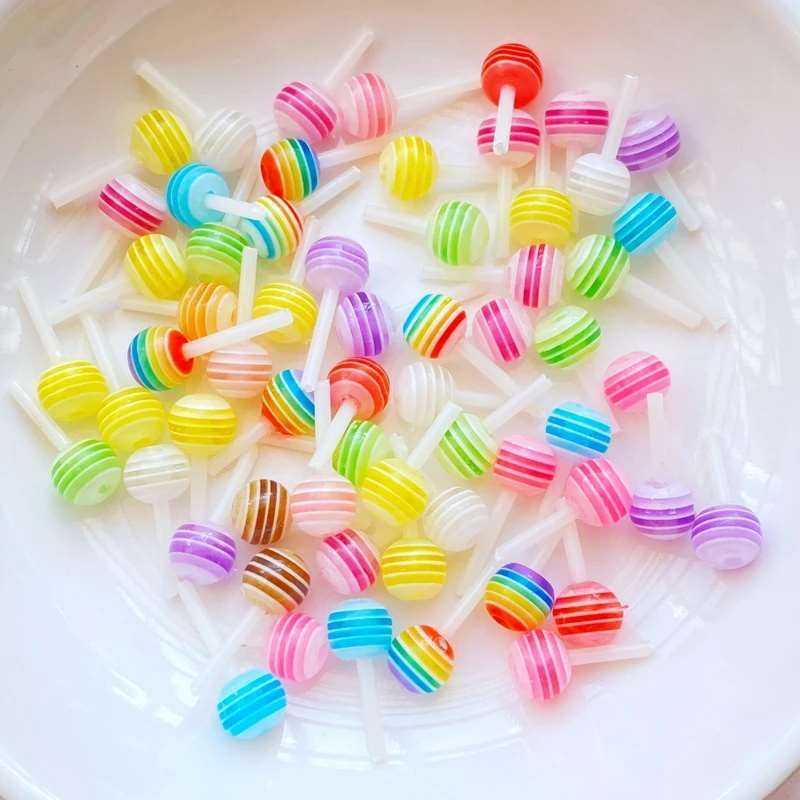 30pcs new food toy lollipop color nail art cartoon 3D three-dimensional simulation colorful candy cream glue resin accessories
