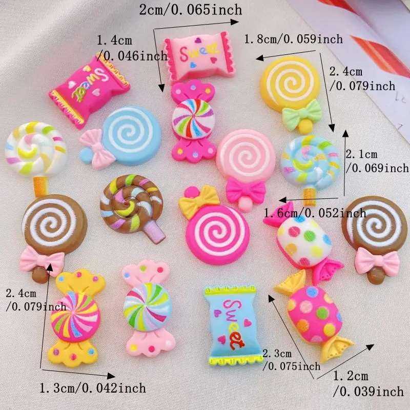 20Pcs New Cute Resin Candy, Lollipop Series Flat Back Scrapbooking DIY Jewelry Craft Decoration Accessories