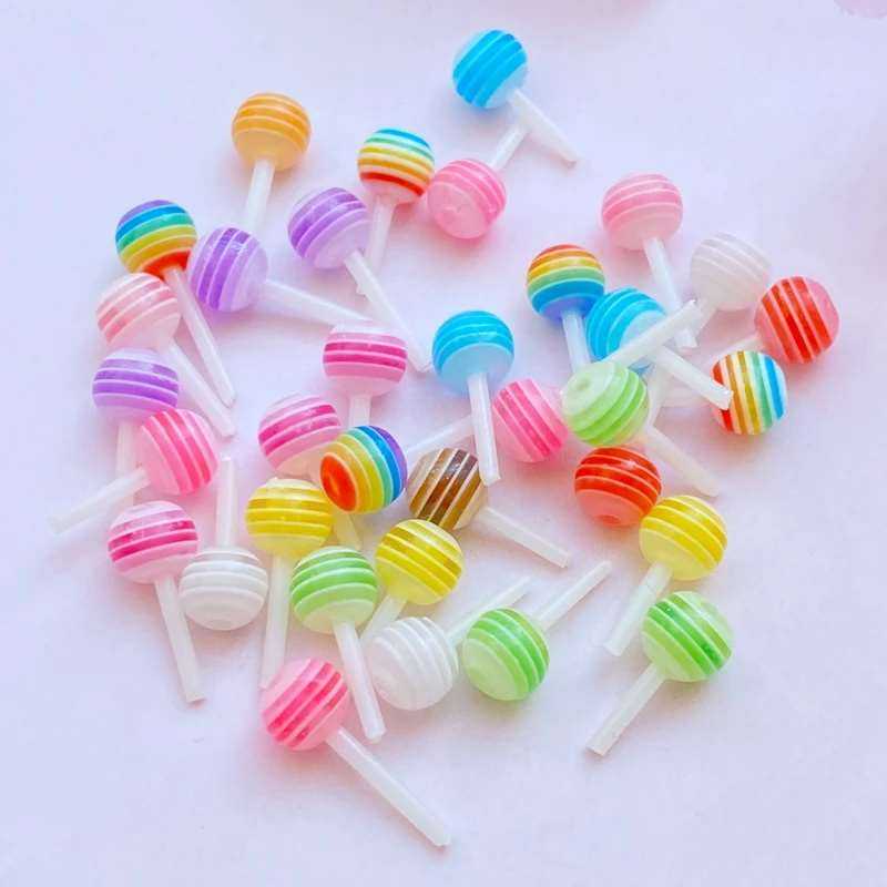30pcs new food toy lollipop color nail art cartoon 3D three-dimensional simulation colorful candy cream glue resin accessories